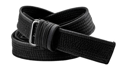 Black martial arts belt on black background