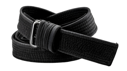 Black martial arts belt on black background