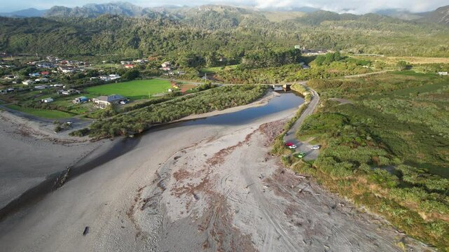 Davy Creek, Rapahoe In South Island, New Zealand - Aerial Drone Shot