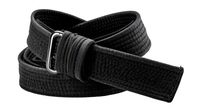 Black martial arts belt on black background