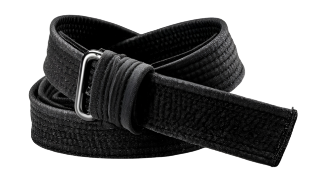 Black martial arts belt on black background