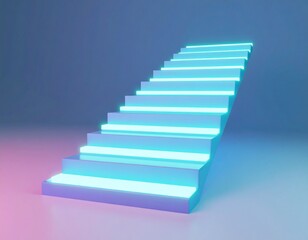 Reskill concept: Career rebirth, symbolic stairs and glowing digital skills path.