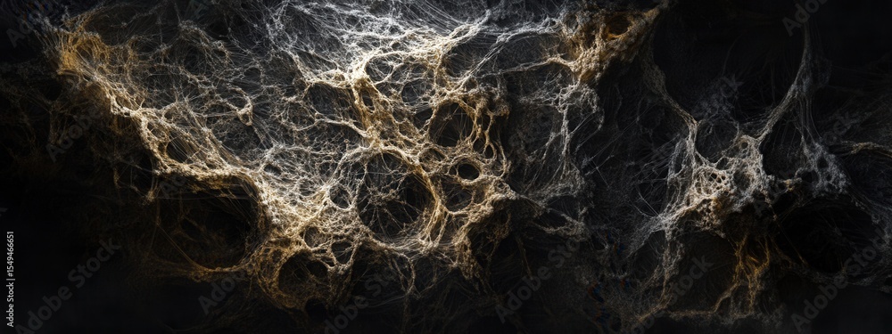 Poster abstract web design featuring intricate lines and organic shapes on a dark background for modern dig
