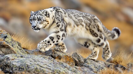 Snow Leopard on Rocky Mountainside