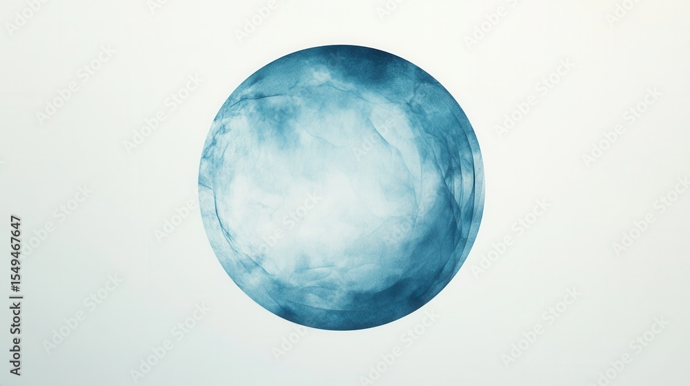 Poster abstract round shape in blue color on white background with soft textures and fluid patterns for art