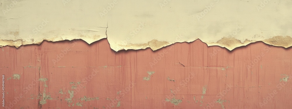 Poster textured background of peeling paint on wall with distinct colors and patterns, showing wear and age