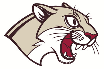 Roaring cougar head showing teeth conveys strength and confidence in this animal art piece