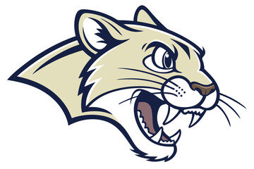 Fierce cougar head displaying sharp teeth and focused gaze conveys powerful expression clearly