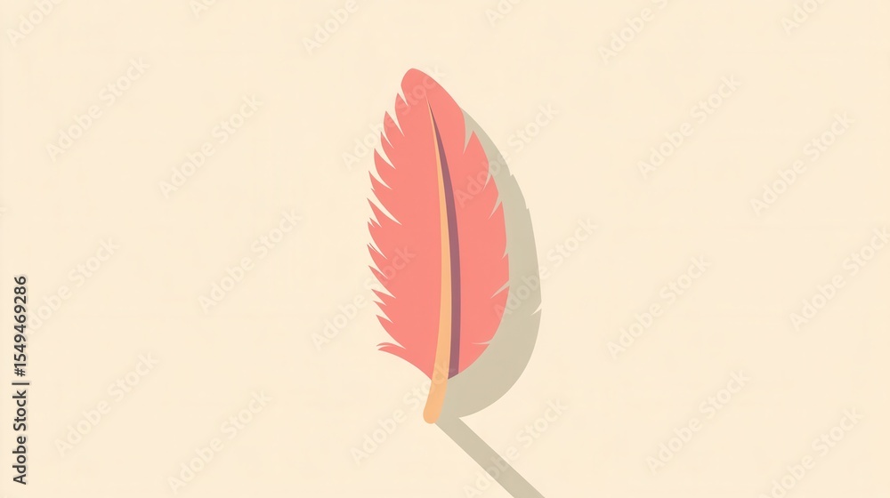 Poster elegant pink feathers with soft shadows on a minimalist background for creative design and artistic 