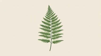 Naklejka premium Elegant and Lush Green Fern Leaf Isolated on Soft Beige Background for Natural and Organic Design Themes