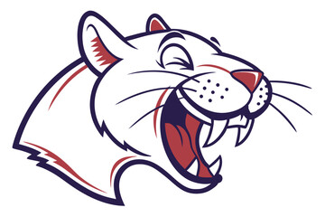 Fierce feline roars with sharp teeth in cartoon style, showcasing bold design
