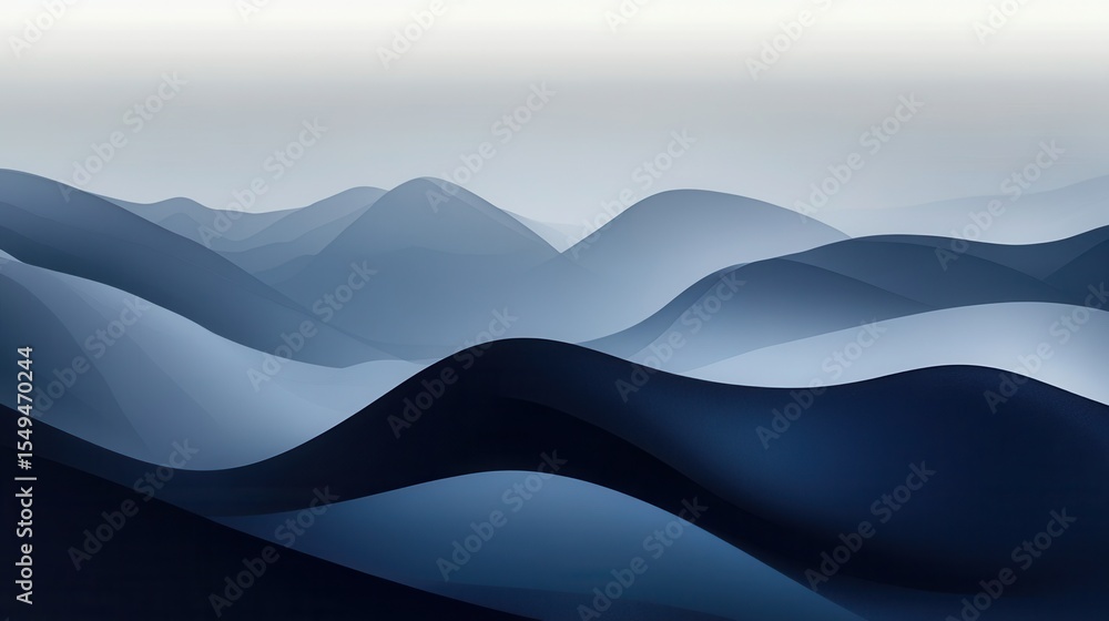 Poster abstract landscape with soft curves and gentle color gradients evoking peaceful serenity in minimali