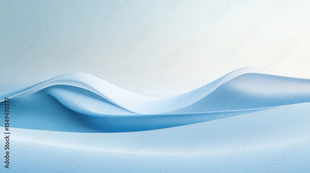 Poster serene soft blue waves of fabric flowing gently across a fresh light background with subtle texture 