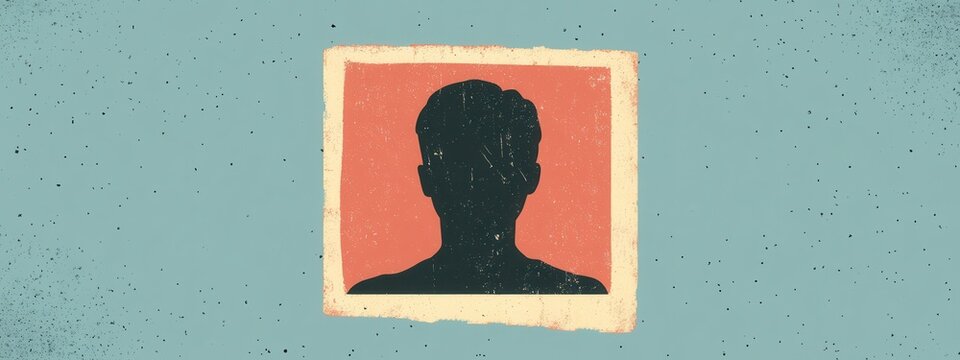 Minimalist silhouette portrait against textured background for creative and artistic projects showcasing identity and self-representation concepts