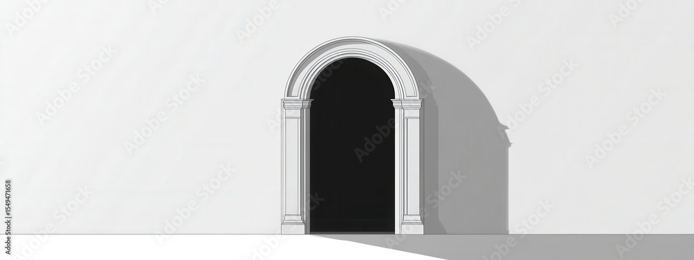 Aufkleber elegant architectural doorway with ornate arch in minimalist setting emphasizing light and shadow on