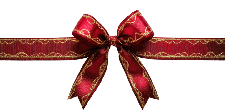 Elegant red ribbon bow with gold trim