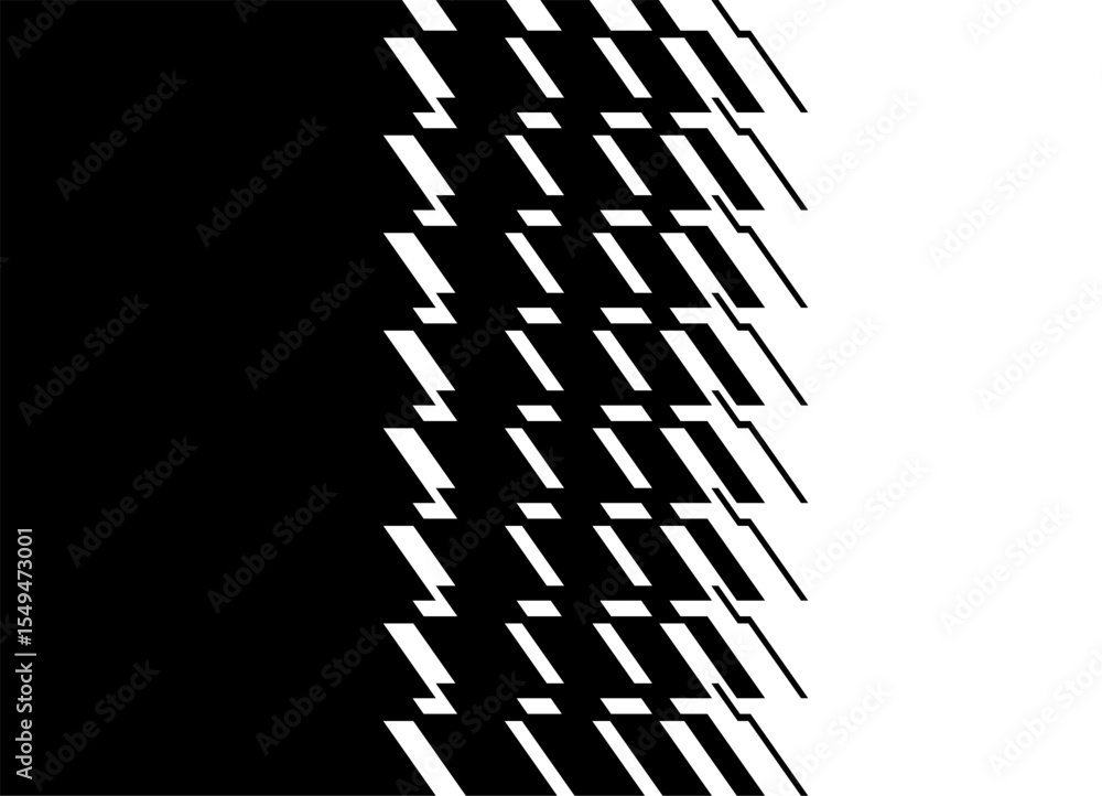 Poster vector transition from black to white with broken shapes. modern design element, divided vector back