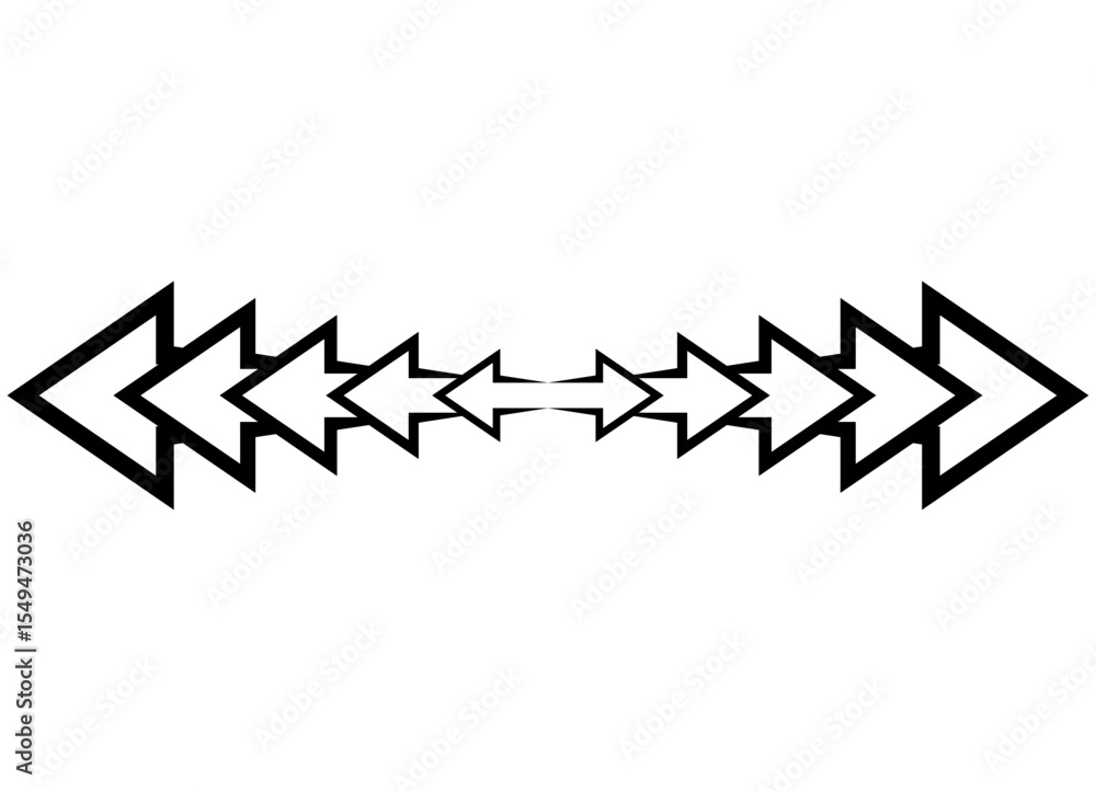 Aufkleber vector pattern of arrows from black lines on a white background diverging from the center. design el