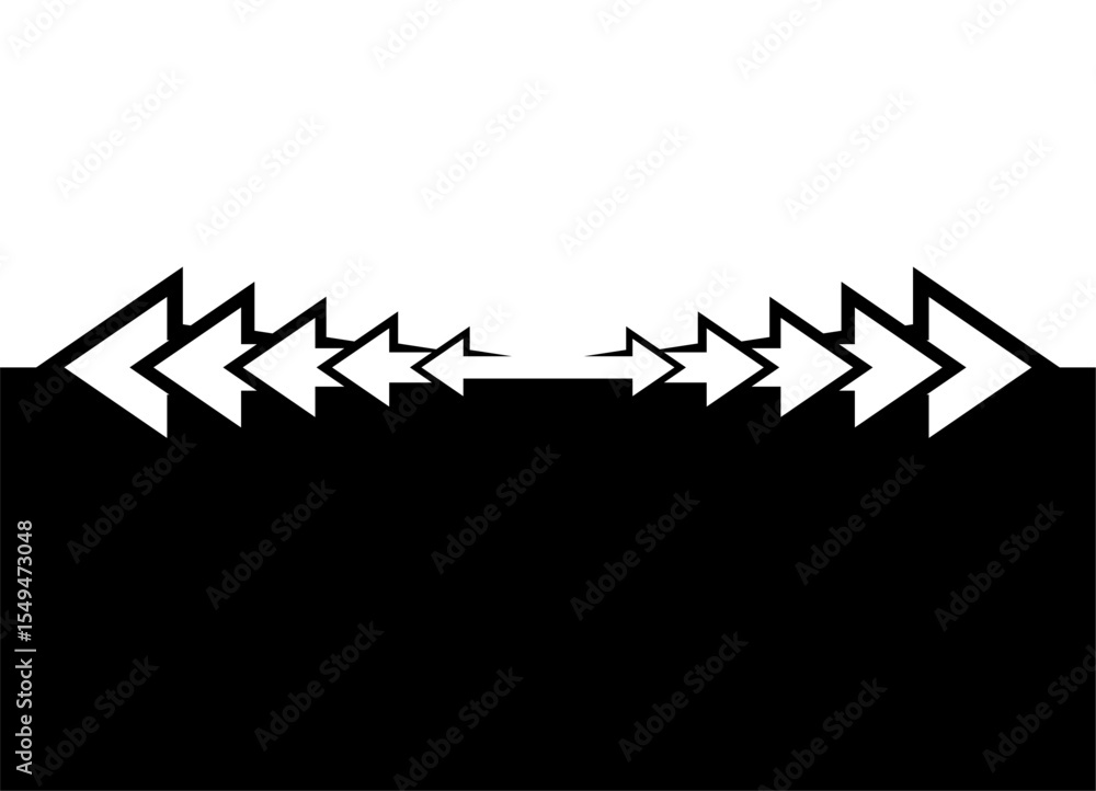 Aufkleber dynamic vector pattern of arrows from black lines diverging in different directions. design element 