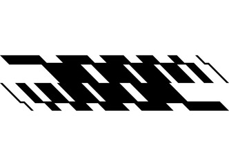 Vector pattern of black abstract broken shapes on white background. Racing design element for car body, boat, sportswear, toy. Striped vector background