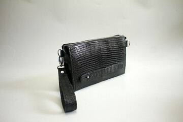 black handbag on white background