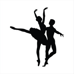 Elegant Couple Dancing Silhouette - Latin Ballroom Dance Vector