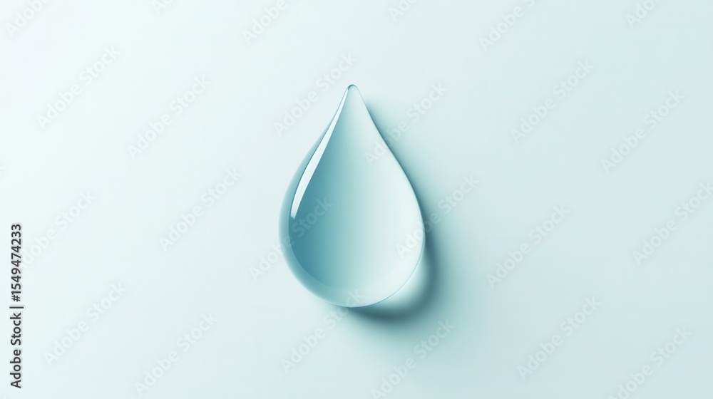 Aufkleber single water drop on light background with soft reflections and shadows for minimalistic and aesthet