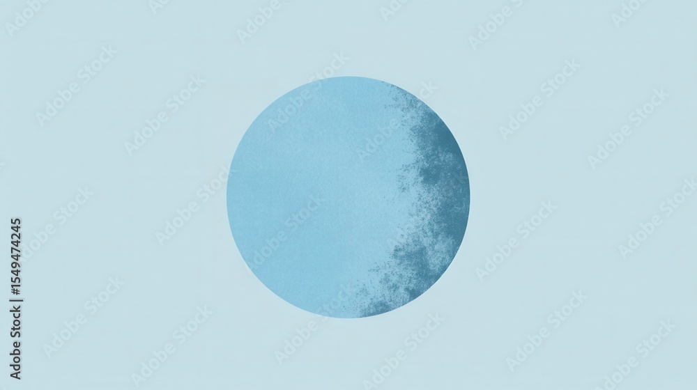 Poster soft blue circular shape against light blue background for minimalist design and contemporary art us