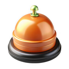 Shiny orange desk bell with green accents isolated on a black background