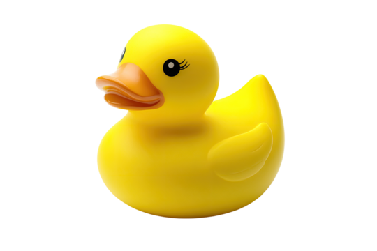 Yellow rubber duck, cartoonish,  cute,  profile view