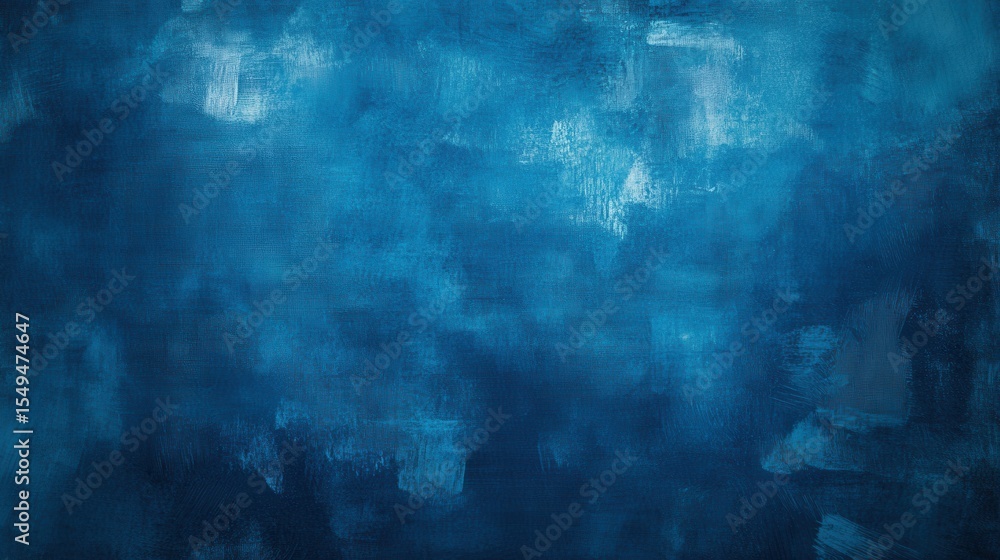 Poster abstract blue textured background with artistic brush strokes and blended hues, creating a calming a