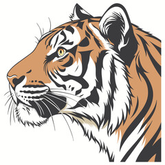 Closeup Profile Portrait of a Siberian Tiger in Beige Orange and Gray Tones tiger portrait