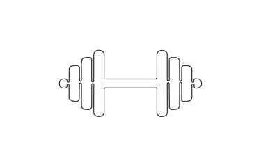 Dumbbells continuous line. Continuous one line drawing dumbbells for exercise, Barbell gym equipment drawing of dumbbell in continuous one line style. 