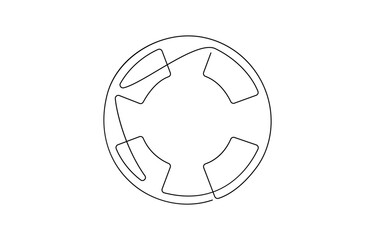 float ring continuous one line drawing, One continuous line drawing of a lifebuoy in a minimalist vector style symbolizing safety, Buoy Continuous Line Drawing with Editable Stroke.