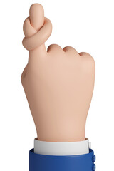 Cartoon hand with a knotted finger. Reminder concept. 3D illustration.