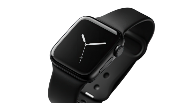 Sleek black watch with a dark background
