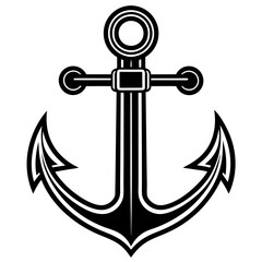 Black and white nautical anchor isolated on white background
