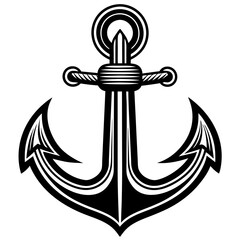 Black and white nautical anchor isolated on white background