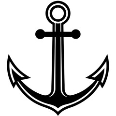 Black and white anchor isolated on white background
