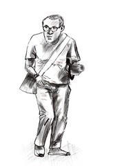  tourist with a camera and a bag
