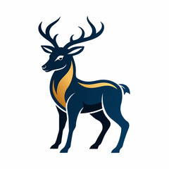 Obraz premium Elegant blue and gold deer isolated on white background