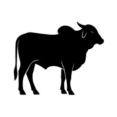Silhouette of Majestic Nelore Cattle with Bold Contours on White Background