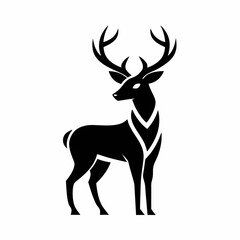 Obraz premium Black deer with white markings isolated on white background