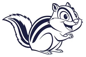 Cheerful chipmunk mascot smiling broadly and clutching its paws appears ready for an adventure