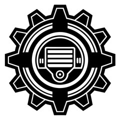 Fototapeta premium Industrial gear with engine inside isolated on white background