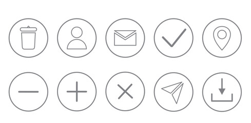 Contact icons set. Contact us icon collection. Business web icons. Vector icons, Grey icons, Office Icons, Working Icons, Communication Icons, 