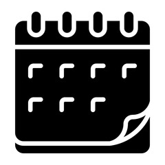 Daily Planner - Glyph Black Fill Silhouette Style Icon - Calendar or schedule pad for tracking days, routines, or habits