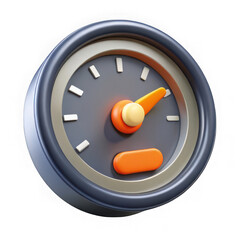 3d rendered dashboard gauge illustration isolated on black background showing speed and measurement