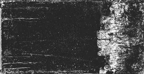 Texture of old surface on black background with white scratches. Worn, torn, weathered effect. Distressed black texture.Vector illustration, EPS 10.