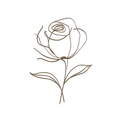 Elegant minimalist rose line art drawing with delicate lines for creative designs